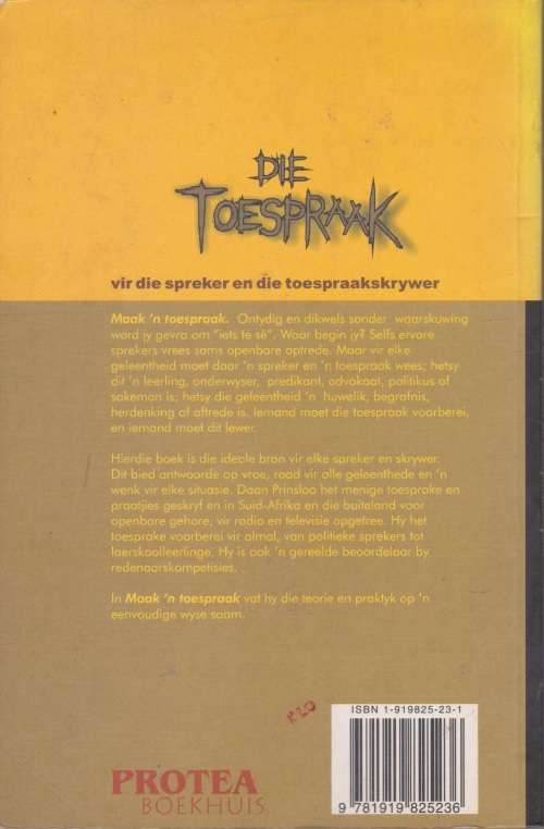 Toespraak: vir die spreker en die toespraakskrywer deur Daan Prinsloo