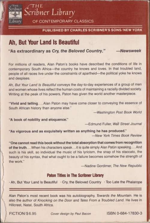 Ah, but your land is beautiful by Alan Paton
