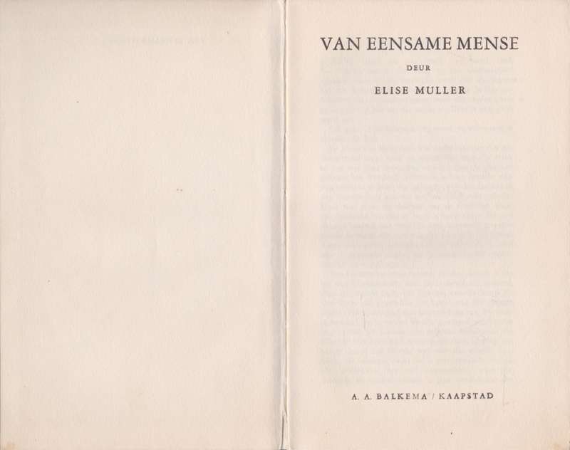 Van Eensame Mense deur Elise Muller