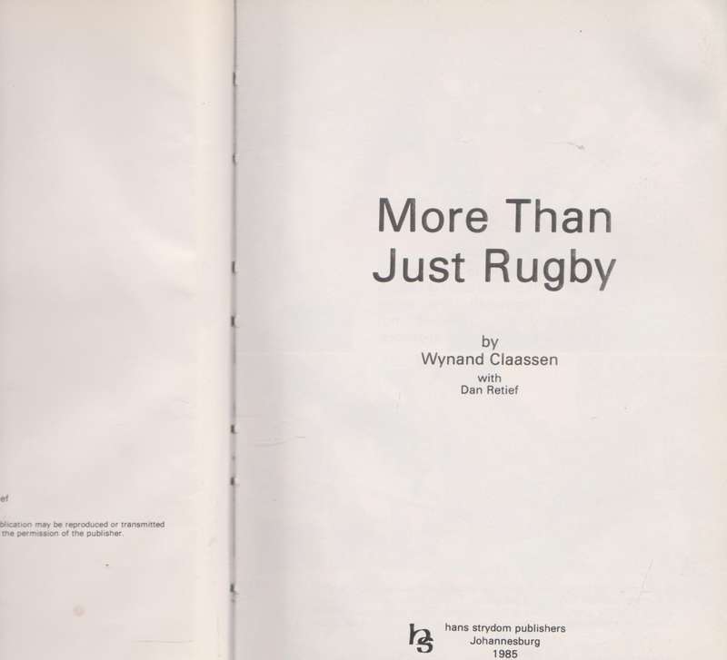 More than just Rugby by Wynand Claassen