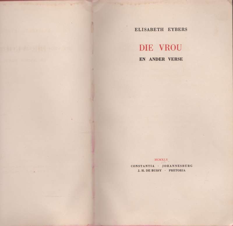 Die vrou en ander verse deur Elisabeth Eybers
