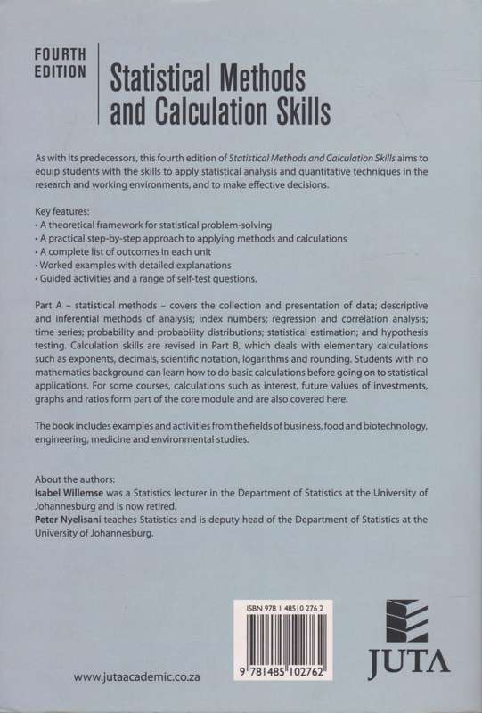 Statistical Methods and Calculation Skills (Fourth Edition) by Isabel Willemse & Peter Nyelisani