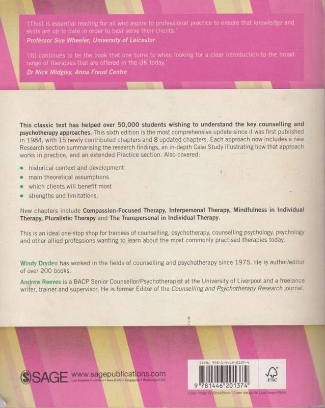 The handbook of individual therapy (Sixth Edition) edited by Windy Dryden and Andrew Reeves