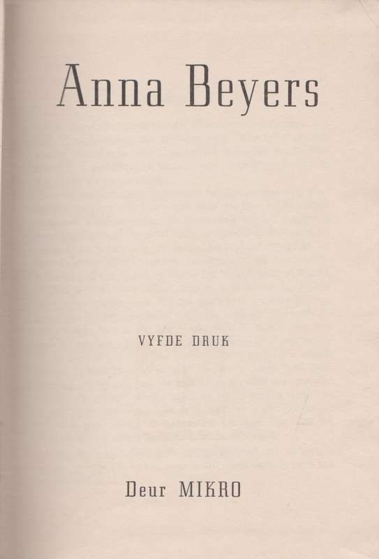 Anna Beyers (Vyfde druk) deur Mikro
