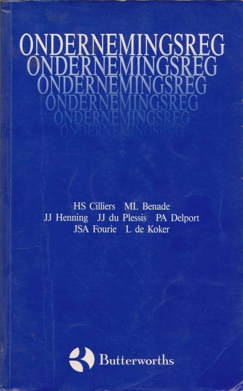 Ondernemingsreg deur HS Cilliers et al