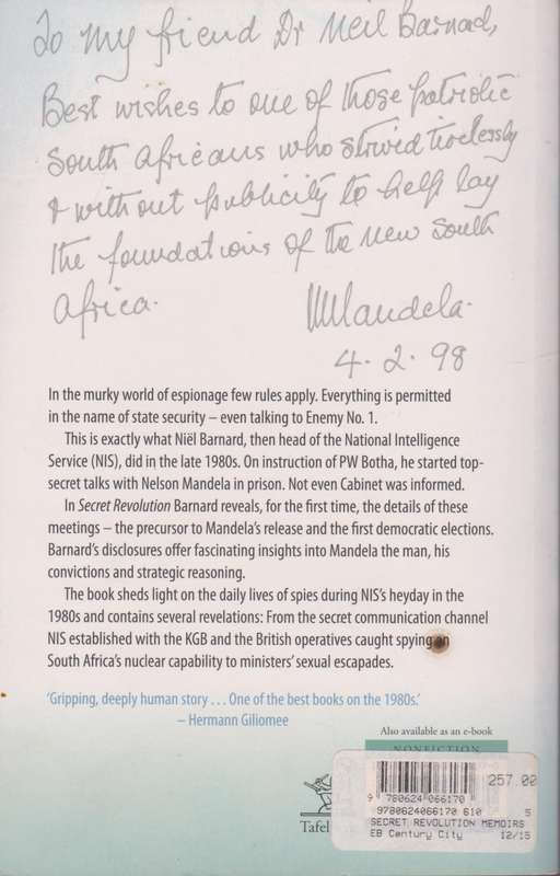 Secret revolution: Memoirs of a spy boss by Niel Barnard