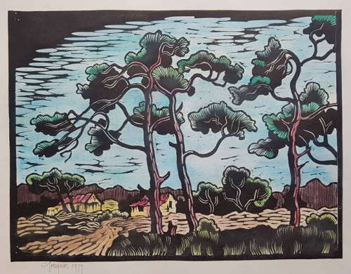 Signed and Dated Gregoire Boonzaier Linocut (30.5x23cm) @ a GOOD opening!!