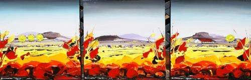 Beautiful DEON THERON Original triptych landscape (three x 30x30cm). CRAZY R1 opening!!