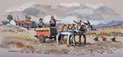 Beautiful Johnnie de Kock (25x12cm) original. Low opening!
