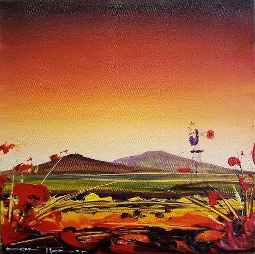 Beautiful Deon Theron landscape (30x30cm). Low opening!