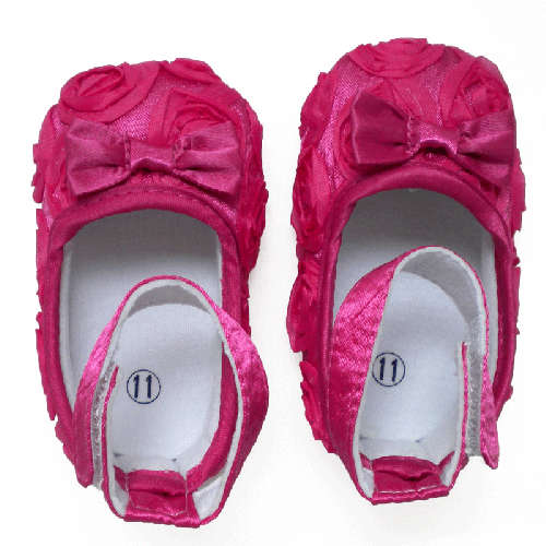 Baby Rosette Shoes - Hot Pink