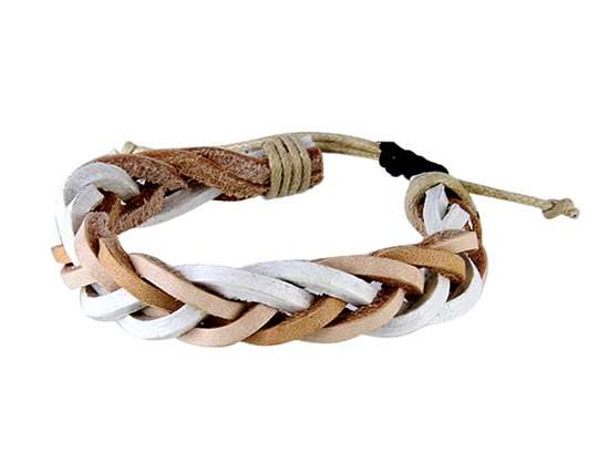Adjustable PU Leather Bracelet - White