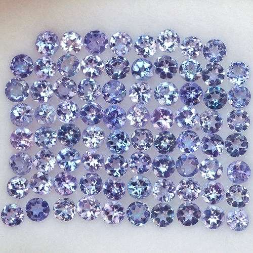 MAGNIFICENT!  4.55CT. (48 PIECES) ROUND DIAMOND FACET 3MM 100% NATURAL BLUE PURPLE TANZANITES
