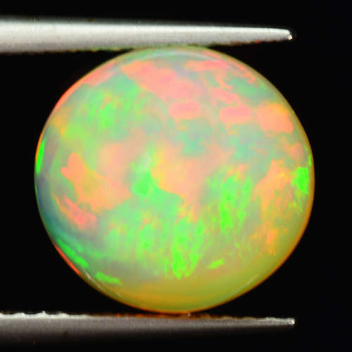 ABSOLUTELY OUTSTANDING 2.89 CT. ROUND CABOCHON  RAINBOW 3D MULTI FLASHY COLOR PLAY SOLID OPAL