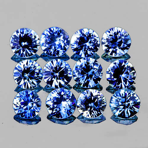LOVELY JEWELERS LOT - 0.96 CT (2.50mm) ROUND FACET (12 PIECES) NATURAL lLIGHT BLUE SAPPHIRES