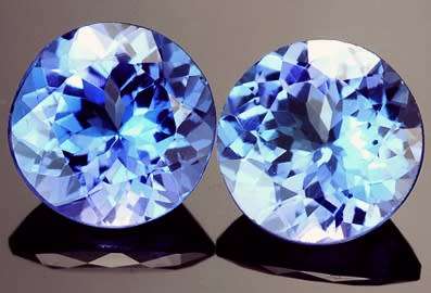 DAINTY PAIR!!   0.58CT (2 PIECES) ROUND FACET PURPLE BLUE NATURAL TANZANITES