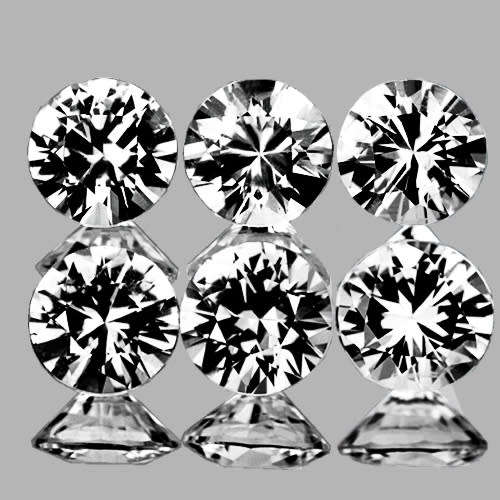 STUNNING LOT - 1.00 CT. 3.3 MM (6 PIECES) ROUND FACET TOP BRILLIANT 100% NATURAL WHITE SAPPHIRE
