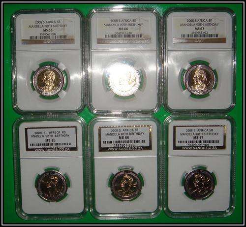 MANDELA BIRTHDAY COINS MS67 AND MORE