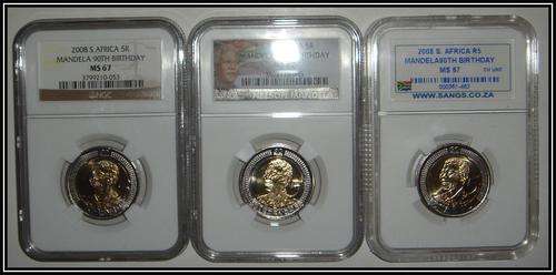 MANDELA BIRTHDAY COINS MS67 AND MORE MS67