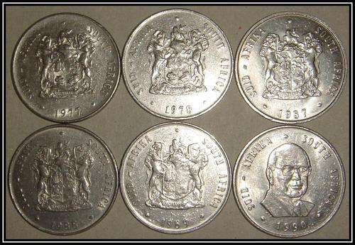 NIKKEL ONE RAND COINS 77/78/87/88/89 AND 1990