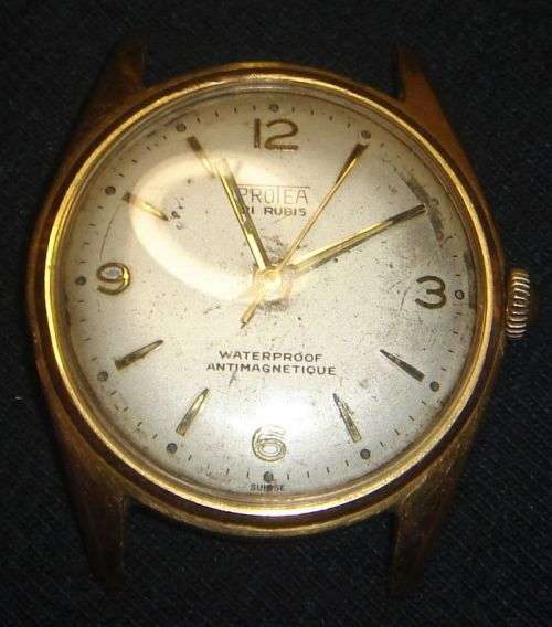SCARCE, ''PROTEA, 21 RUBIS, WATERPROOF, ANTIMAGNETETIQUE'' WATCH, SUISSE MADE IN WORKING ORDER