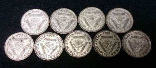 A COLLECTION OF 3d COINS FROM 1951-1959 BIDDING ARE PER COIN