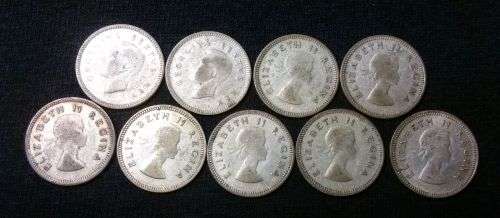 A COLLECTION OF 3d COINS FROM 1951-1959 BIDDING ARE PER COIN