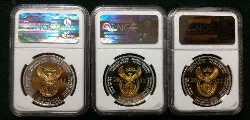 WOW SOUTH-AFRICAN RESERVEBANK ANIVERSARY COINS A SET OF ULTRA CAMEO COINS PF68 / PR69 / PF70