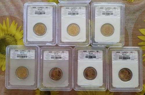 SACGS GRADED MANDELA 2008 COINS BIDDING ARE PER COIN TO TAKE ALL 23