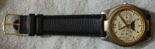 Vintage XONIX Precision Moonphase Quartz Watch 3 Station