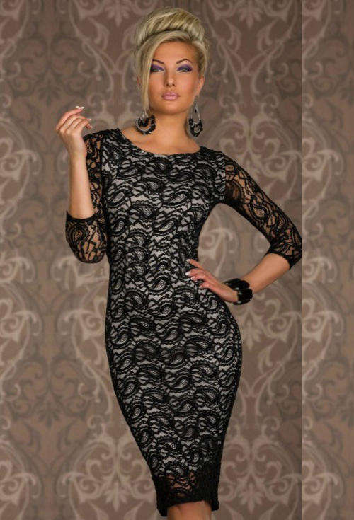 Lace Black Mini Dress (One Size )