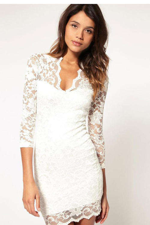 Lace Mini White Dress S/ M/ L