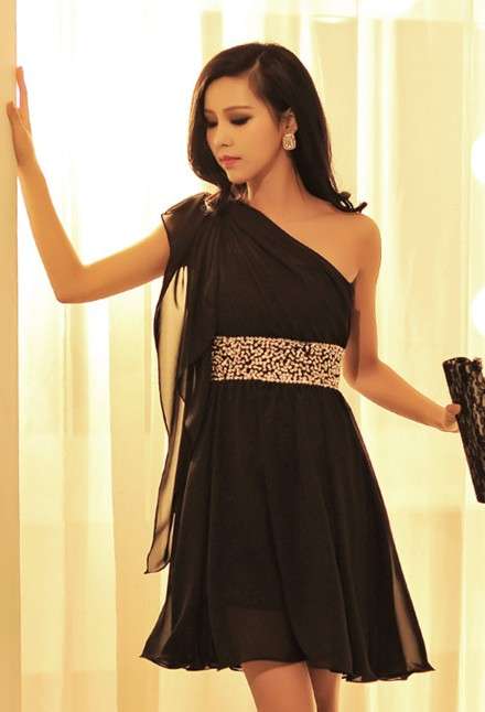Black Chiffon Mini Dress S/M/L