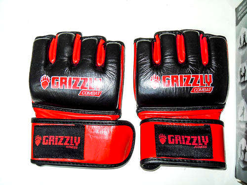 GRIZZLY Combat fitness MMA leather gloves MEDIUM