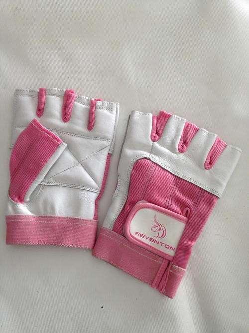 REVENTON pink / white padded gym weight lifting gloves LARGE (clearance price)