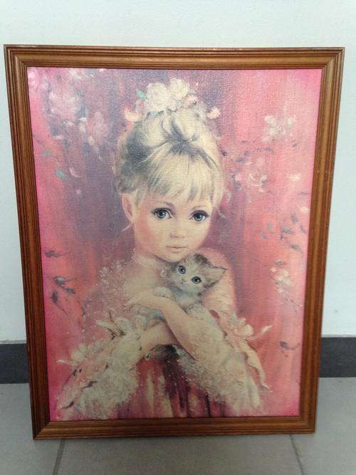 BIG EYE Vintage print 1960s / 1970s Retro Kitsch on board, Tretchikoff era.
