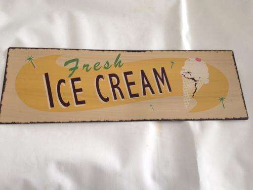 Home Decor - Ice Cream sign , metal painted , vintage retro style