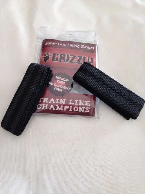 GRIZZLY black NON SLIP gym weight lifting STRAPS