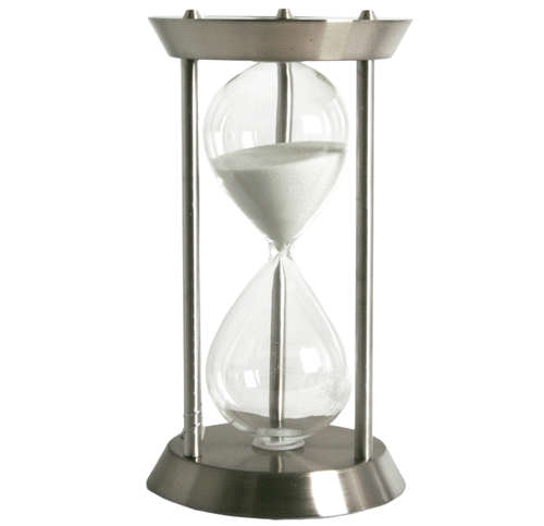 Timer White Sand Metal Frame Hour Glass 60 min 32 x 18 cm