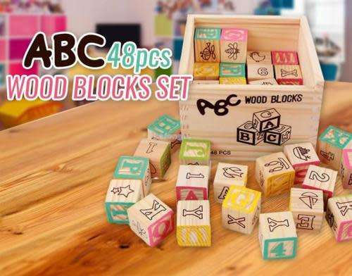 ABC Wooden Education Blocks Set 48pcs