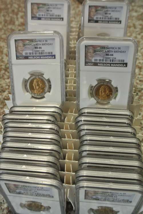 2008 Full Box x 50 Mandela 90th Birthday celebration R5  NGC Grading MS66