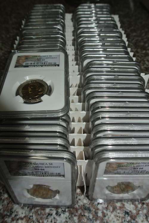 2008 Full Box x 50 Mandela 90th Birthday celebration R5  NGC Grading MS66