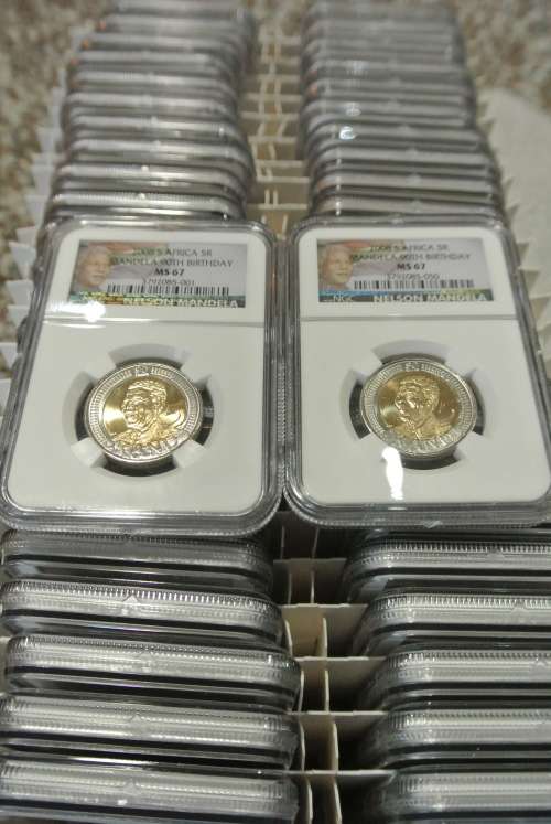 2008 Full Box x 50 Mandela 90th Birthday celebration R5  NGC Grading MS67