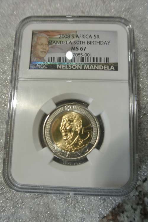 2008 Full Box x 50 Mandela 90th Birthday celebration R5  NGC Grading MS67