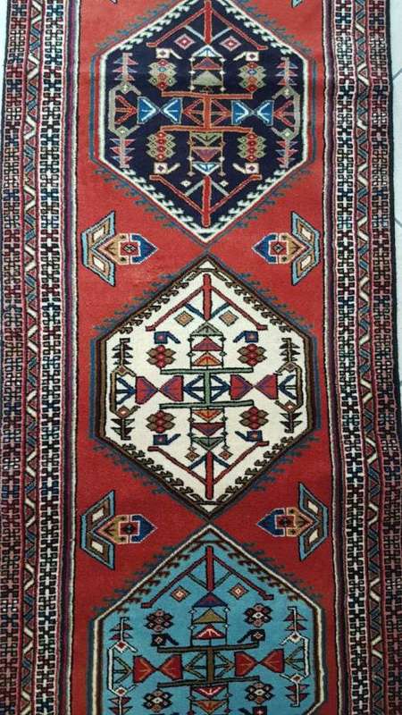 PERSIAN CARPET HAMADAN RUNNER 390cm x 70cm HAND KNOTTED (with certificate)