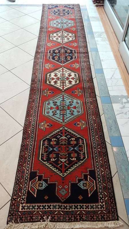 PERSIAN CARPET HAMADAN RUNNER 390cm x 70cm HAND KNOTTED (with certificate)