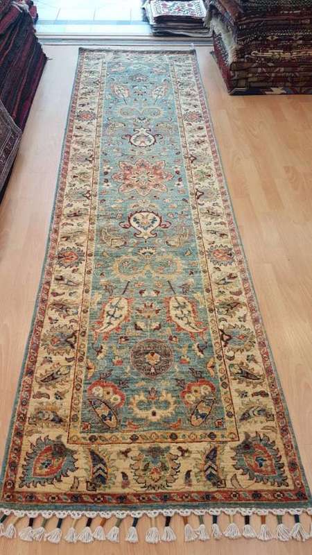 Persian Afghan Chobi Carpet 291cm x 80cm Hand Knotted