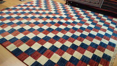 Persian Afghan Modern Design Carpet 214cm x 184cm Hand Knotted