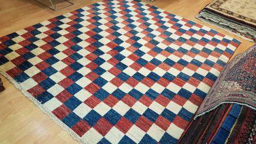 Persian Afghan Modern Design Carpet 214cm x 184cm Hand Knotted