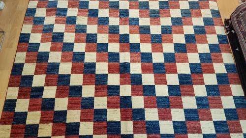 Persian Afghan Modern Design Carpet 214cm x 184cm Hand Knotted